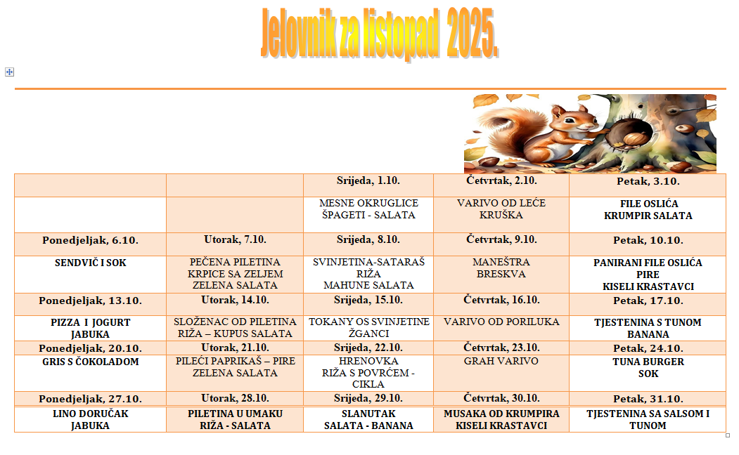 jelovnik listopad